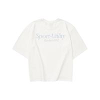 斯凯奇(Skechers)程潇同款夏季女装针织短袖百搭舒适透气圆领T恤L224W015 棉花糖白/0074 S