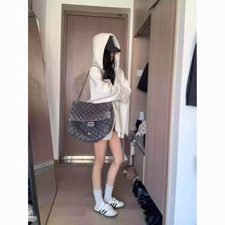 灰色拉链开衫连帽卫衣女2025春秋宽松慵懒风oversize上衣外套