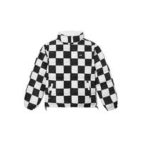 VANS 范斯 官方 男女情侣羽绒服夹克黑白棋盘格清爽街头两面穿 白色 L含绒量:264g