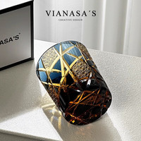 VIANASA'S诸神的黄昏异变版个性江户切子手工雕刻水晶威士忌酒杯洋酒杯送人 诸神异变版(一对红礼盒) 280ml 2只
