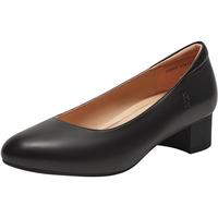 暇步士(Hush Puppies)高跟鞋女士一脚蹬粗跟百搭休闲皮鞋U3S02CQ4 黑色 35