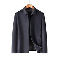 罗蒙 【100%绵羊毛】经典商务羊毛夹克外套男老干部夹克男士大衣