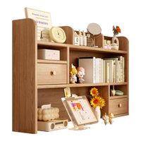 锦需 全实木桌面书架学生桌上多层松木书桌收纳置物架简易飘窗小书柜 带后背板3层120x20x80cm