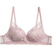 爱慕内衣无钢圈小胸聚拢精致性感刺绣蕾丝文胸花盈AM178331晶石粉B75