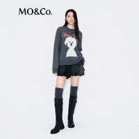 MO&Co.毛衣2025冬含牦牛绒萌宠系列毛绒小狗宽松圆领淡人MBE4SWTT17 中花灰色 M /165
