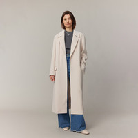 Fabrique石膏白雕塑感单面呢长款大衣女秋季新品 奶白 XS