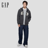 GAP男女装2025秋季新款摇粒绒撞色logo宽松连帽拉链卫衣786693