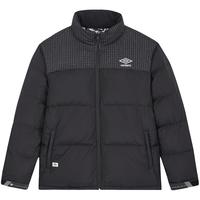 茵宝（Umbro） 男子拼接羽绒服冬季轻便反光印花鸭绒保暖立领外套 凝眸黑 2XL 充绒量：220g