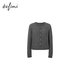 伊芙丽（eifini）蒋欣代言【真丝羊绒】高质老钱风圆领针织衫云柔上衣2025秋款 深灰 圆领开衫  S