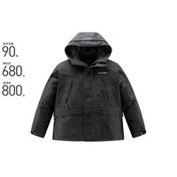 太平鸟 男装冬款连帽短款满版撞色刺绣拼接保暖羽绒服