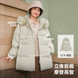 雪中飞 85%绒子鸭绒狐狸毛领女短/长羽绒服