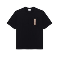 BURBERRY 短袖T恤男款条纹贴花圆领休闲圣诞送男友