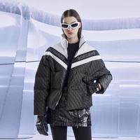 波司登 女式潮流老花短款立领羽绒服