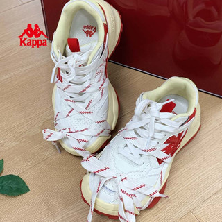 Kappa卡帕 方糖厚底板鞋 女士休闲鞋 经典白 36