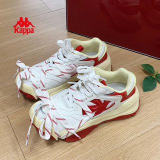 Kappa卡帕 方糖厚底板鞋 女士休闲鞋 经典白 36