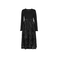 S.DEER sdeer圣迪奥秋装女装圆领收腰立体肌理针织连衣裙S233Z12BA