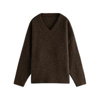 范思蓝恩FANSILANEN 慵懒风外穿V领毛衣女春秋高级感宽松针织衫穿搭上衣