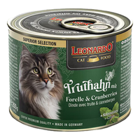 小李子(LEONARDO)猫罐头主食罐经典鸡肉配方菠菜鸭肉胡萝卜鳟鱼猫湿粮食品经典系列 火鸡鳟鱼蔓越莓口味200g 六罐