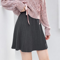 百图 通勤风 高腰百褶裙 2510T69
