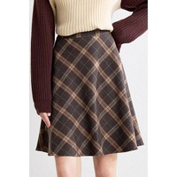 百图 女士复古英伦风格子毛呢半身裙 2409T95