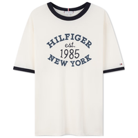 TOMMY HILFIGER24早秋女美式复古字母印花镶边短袖针织上衣WW0WW42585 白色YBH M （：110-120斤）