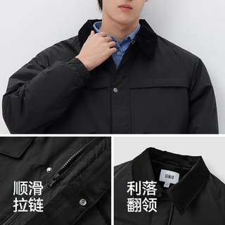 森马棉服男春季轻质猎装撞色灯芯绒外套户外宽松翻领温暖轻盈上衣