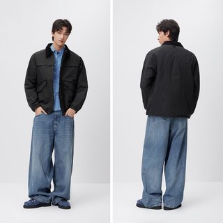森马棉服男春季轻质猎装撞色灯芯绒外套户外宽松翻领温暖轻盈上衣