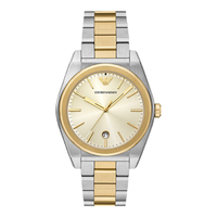 EMPORIO ARMANI 手表男士 三针白色表盘石英表夜光钢带腕表圣诞AR11716