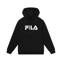 FILA 斐乐男女套头卫衣2024春美式复古宽松休闲运动连帽上衣 正黑色-BK 170/92A/M