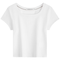 Calvin Klein Jeans24早秋女时尚辣妹ck小方领正肩简约字母短袖T恤J223905 YAF-月光白 XS