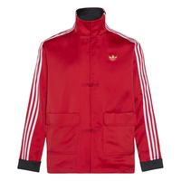 adidas 大童新年款新中式OVERSIZE三条纹立领外套阿迪达斯三叶草   浅猩红   128