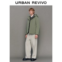 URBAN REVIVO 流光风气质连帽抽绳羽绒服 灰绿 XS