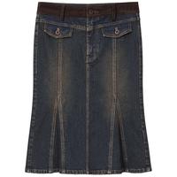 赠挂饰Miss Sixty2025冬季牛仔中裙复古拼接半身裙