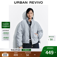 UR UR2025冬季女装休闲立领绗缝按扣抽绳棉服UYY150072 蓝色 S