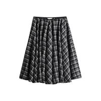 HM女装半身裙2025冬季冬宽松格纹礼服法兰绒格子伞裙1000039