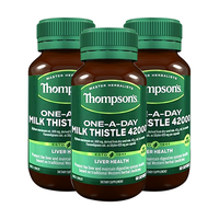 THOMPSON'S汤普森护肝片奶蓟草 含480mg水飞蓟宾高浓度净肝去油养肝护肠胃熬夜加班 【3瓶巩固装】高浓度水飞蓟护肝60粒
