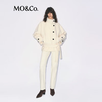 MO&Co.毛呢外套2025冬绵羊毛圈圈呢复古高领侧襟低腰腰带MBE4COT029 米白色 S /160