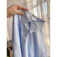 纯棉浅蓝色衬衫内搭叠穿衬衣女上衣春季打底衫纯色款式正肩外套