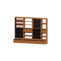 小半家具实木卡座书柜一体整墙原木日式樱桃木客厅组合书架展示储物柜 樱桃木100cm卡座
