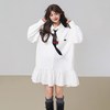 KEIKO 气质荷叶边白色衬衫连衣裙2026春季内搭叠穿A字裙打底裙子 L