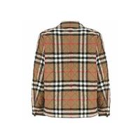 BURBERRY 男士棕色格纹单排扣贴袋长袖棉服