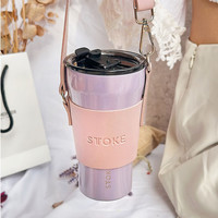 慕咖星彩系列咖啡杯密封保温杯咖啡STTOKE随行杯 星彩紫+紫色杯套460ml