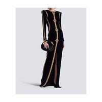 BALMAIN 青年长款缀饰天鹅绒连衣裙 GF1RR009PD36
