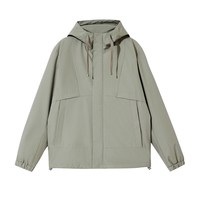 杰克琼斯 夹克外套春季保暖运动纯色抽绳连帽立领休闲棉服男装