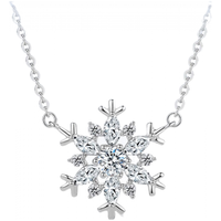 周六福 ZHOU LIU FU ZLF)S925银饰锆石项链女梦幻雪花吊坠唯美浪漫链坠套链 链坠链长40+5cm