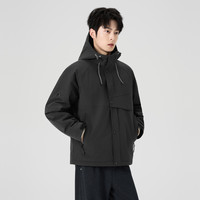 快鱼户外时尚工装风棉服男2025年冬连帽夹克宽松韩版休闲外套