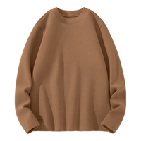 班尼路（Baleno）长袖圆领t恤男加绒保暖冬季纯色内搭上衣设计感简约男士打底衫 焦糖/半高领-纯色 XL(130-150斤)