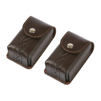 朵胤复古简约皮质眼镜盒纽扣包保护老花折叠镜男可穿皮带便携腰间皮套 折叠镜用镜盒pu款：2个棕色