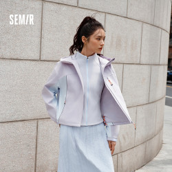 森马 都市护身服防风抗静电两件套女夹克 蓝紫色调00387 XL