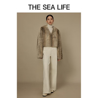 THE SEA LIFE 咖棕色环保仿皮草短外套 女士夹克 M